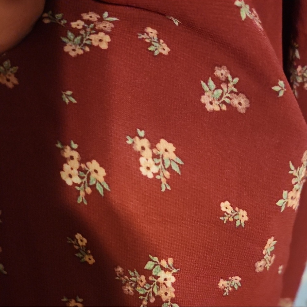 No Boundaries Burgundy Floral Midi Dress - Picture 3 of 5